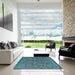 Square Abstract Deep Turquoise Green Modern Rug in a Living Room, abs4361