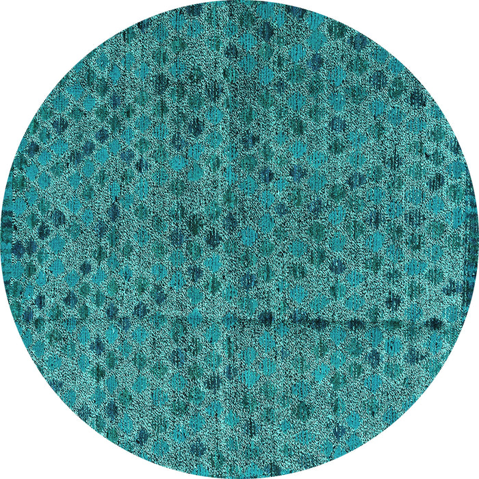 Round Abstract Turquoise Modern Rug, abs4361turq