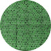 Round Machine Washable Abstract Emerald Green Modern Area Rugs, wshabs4361emgrn