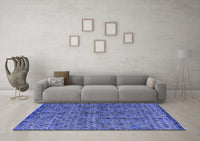 Machine Washable Abstract Blue Modern Rug, wshabs4361blu