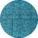 Round Machine Washable Abstract Light Blue Modern Rug, wshabs4361lblu