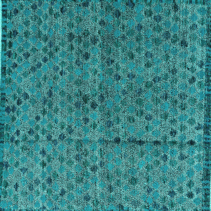 Square Machine Washable Abstract Turquoise Modern Area Rugs, wshabs4361turq