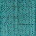 Square Machine Washable Abstract Turquoise Modern Area Rugs, wshabs4361turq