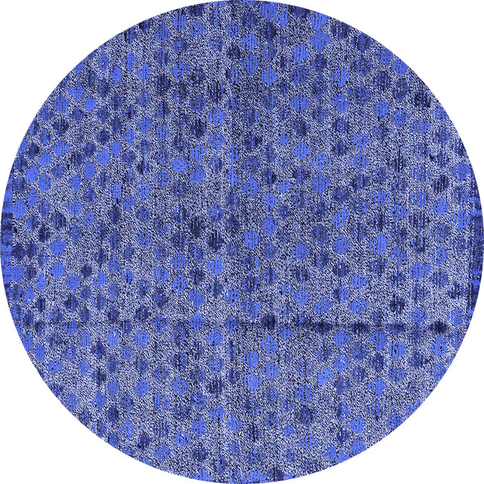 Round Abstract Blue Modern Rug, abs4361blu