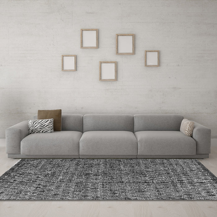 Machine Washable Abstract Gray Modern Rug in a Living Room,, wshabs4361gry