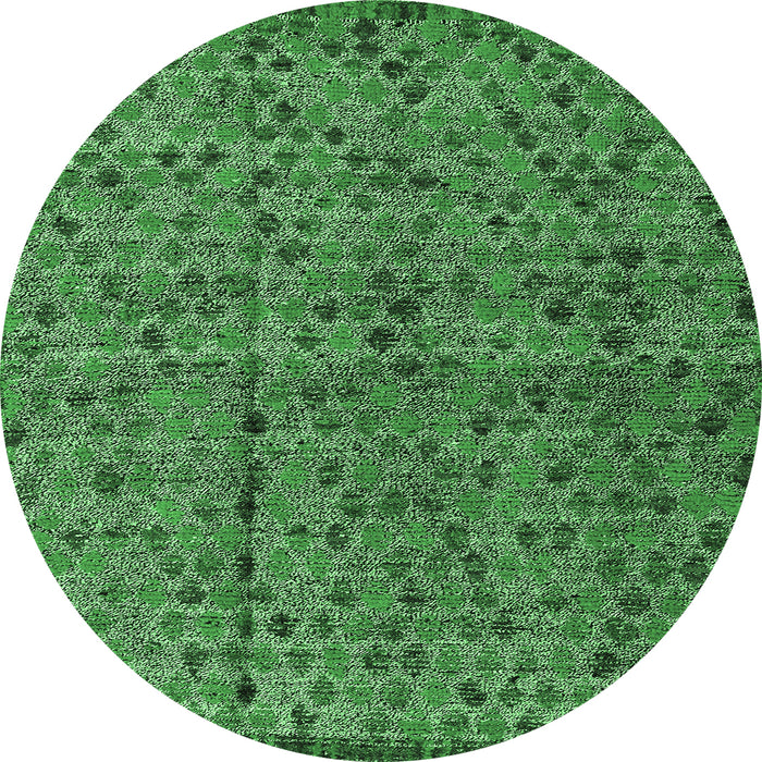 Round Abstract Emerald Green Modern Rug, abs4361emgrn