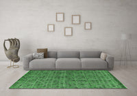 Machine Washable Abstract Emerald Green Modern Rug, wshabs4361emgrn