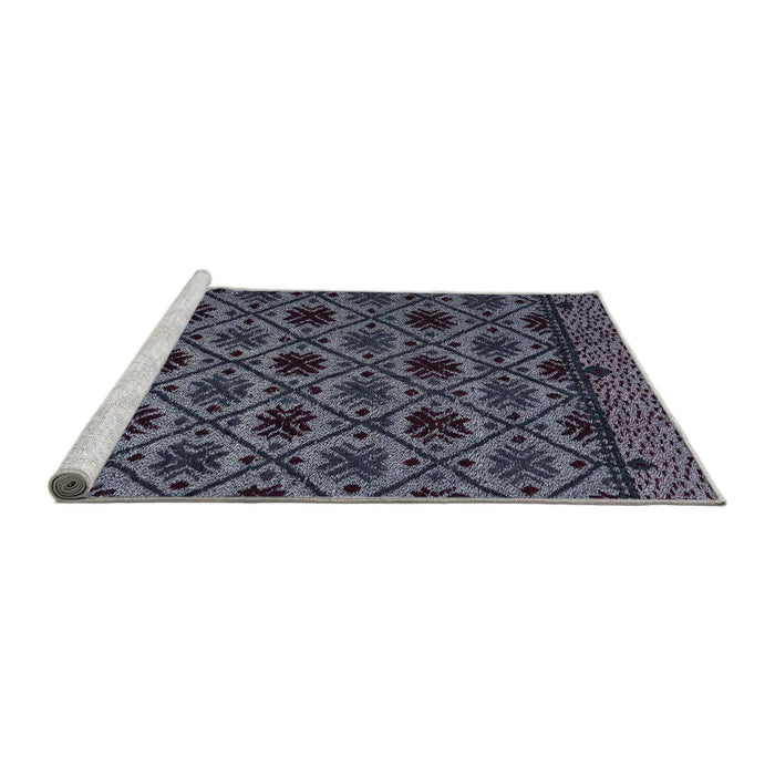Sideview of Machine Washable Abstract Slate Blue Grey Blue Rug, wshabs4362