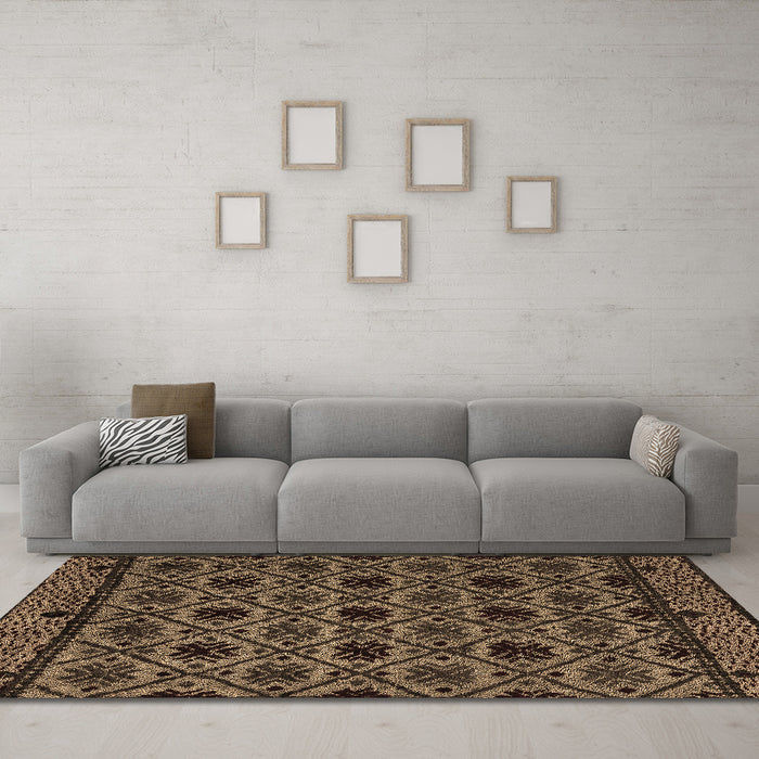 Machine Washable Abstract Brown Modern Rug in a Living Room,, wshabs4362brn
