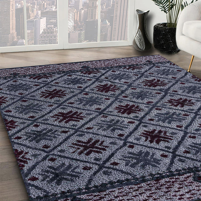 Machine Washable Abstract Slate Blue Grey Blue Rug in a Family Room, wshabs4362