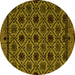 Round Abstract Yellow Modern Rug, abs4362yw