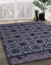 Abstract Slate Blue Grey Modern Rug, abs4362