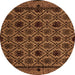 Round Machine Washable Abstract Orange Modern Area Rugs, wshabs4362org