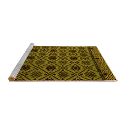 Sideview of Machine Washable Abstract Yellow Modern Rug, wshabs4362yw