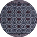 Round Machine Washable Abstract Slate Blue Grey Blue Rug, wshabs4362