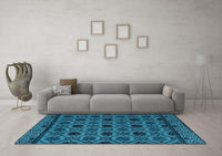 Machine Washable Abstract Light Blue Modern Rug, wshabs4362lblu