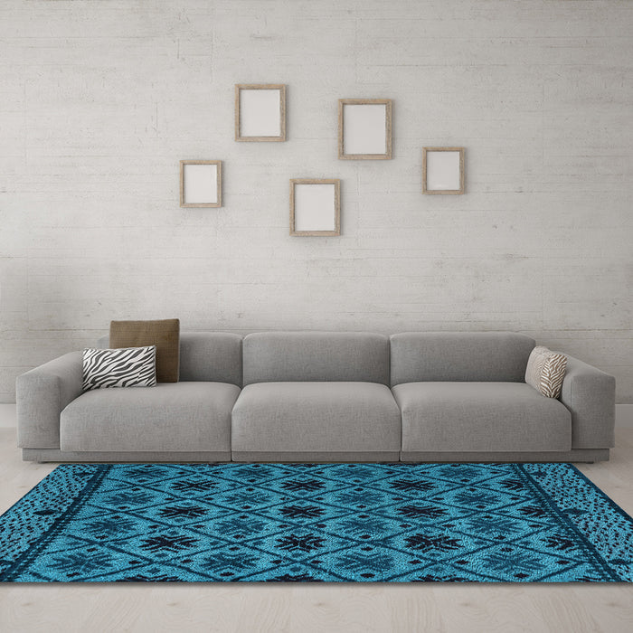 Machine Washable Abstract Light Blue Modern Rug in a Living Room, wshabs4362lblu