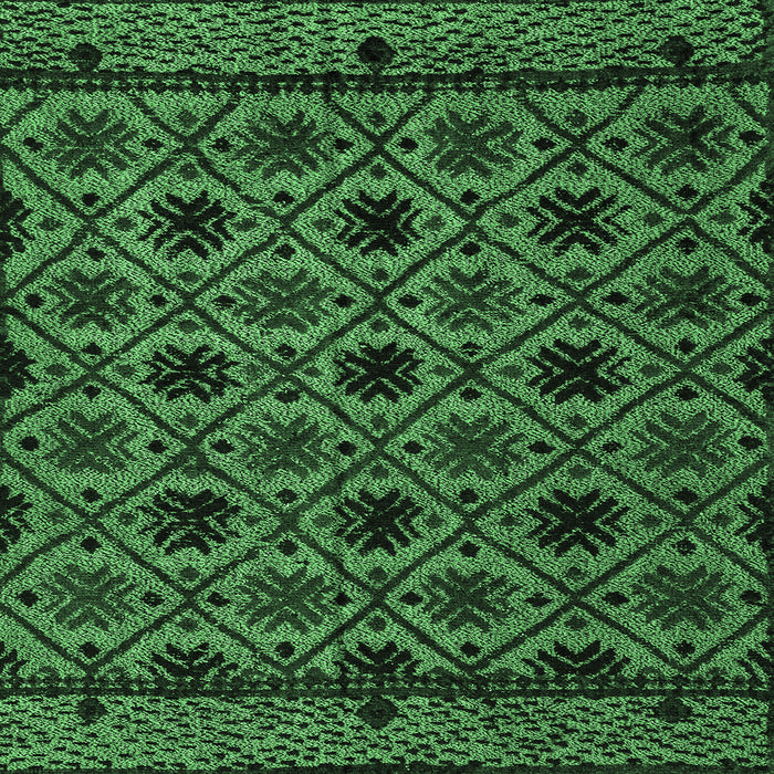Square Abstract Emerald Green Modern Rug, abs4362emgrn