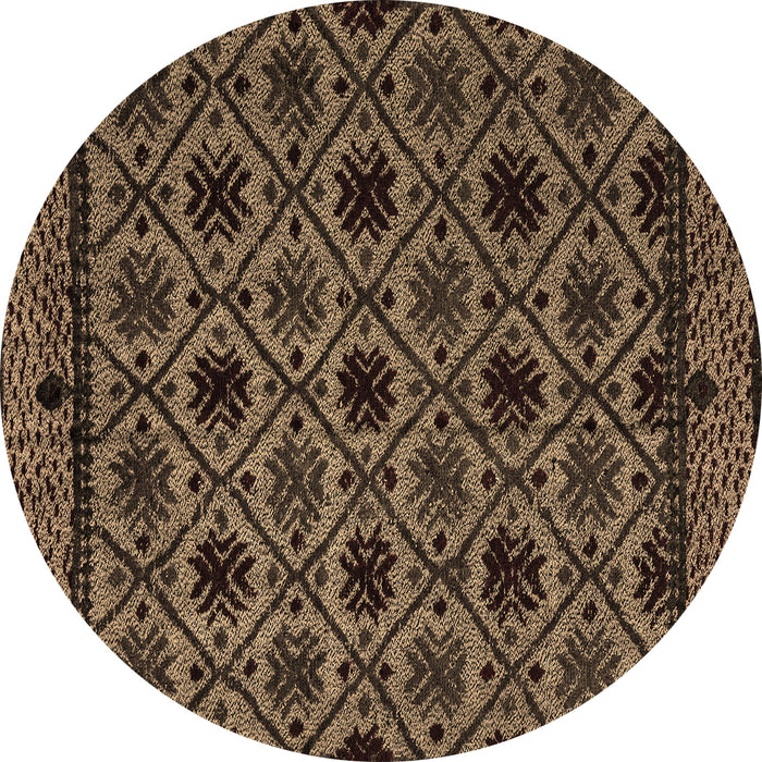 Round Machine Washable Abstract Brown Modern Rug, wshabs4362brn
