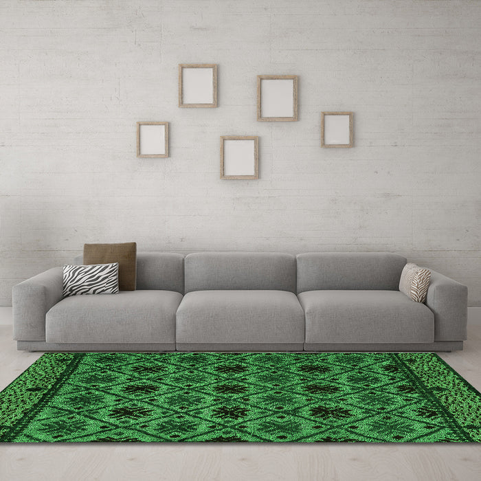 Machine Washable Abstract Green Modern Area Rugs in a Living Room,, wshabs4362grn