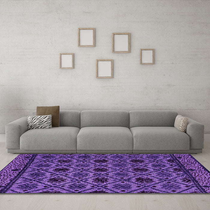 Machine Washable Abstract Purple Modern Area Rugs in a Living Room, wshabs4362pur