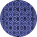 Round Machine Washable Abstract Blue Modern Rug, wshabs4362blu