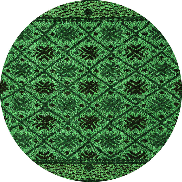 Round Abstract Green Modern Rug, abs4362grn