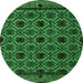 Round Abstract Green Modern Rug, abs4362grn