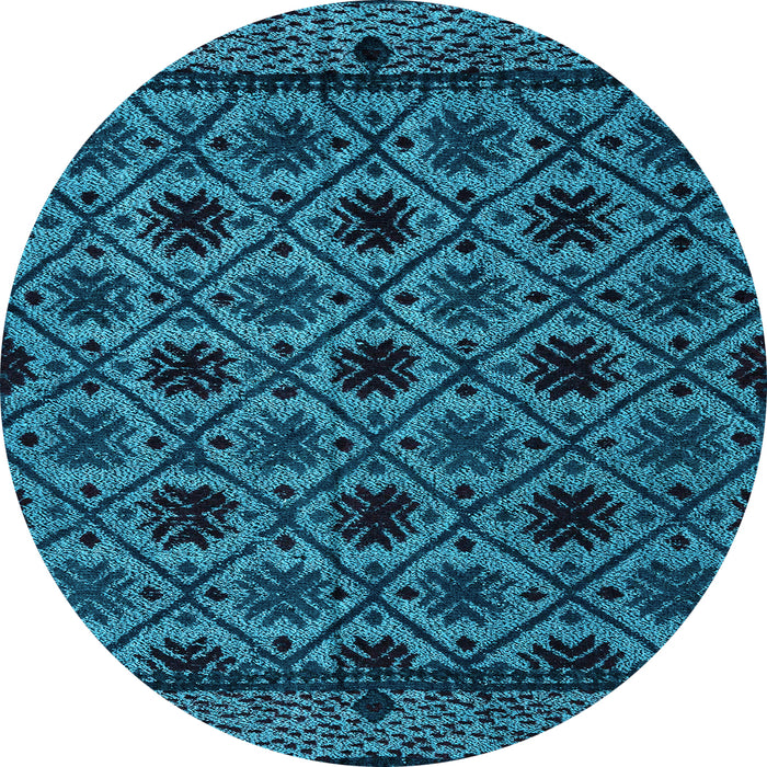Round Abstract Light Blue Modern Rug, abs4362lblu