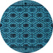 Round Abstract Light Blue Modern Rug, abs4362lblu