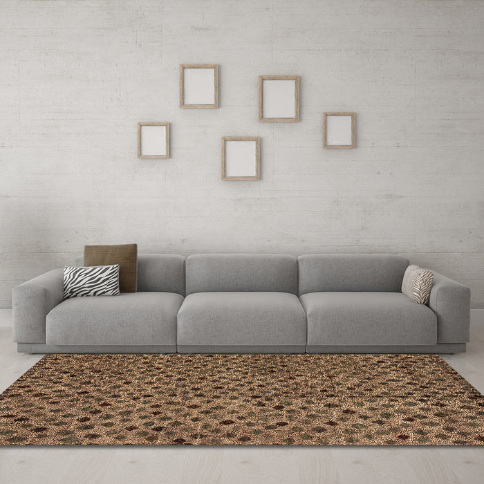 Machine Washable Abstract Brown Modern Rug in a Living Room,, wshabs4363brn