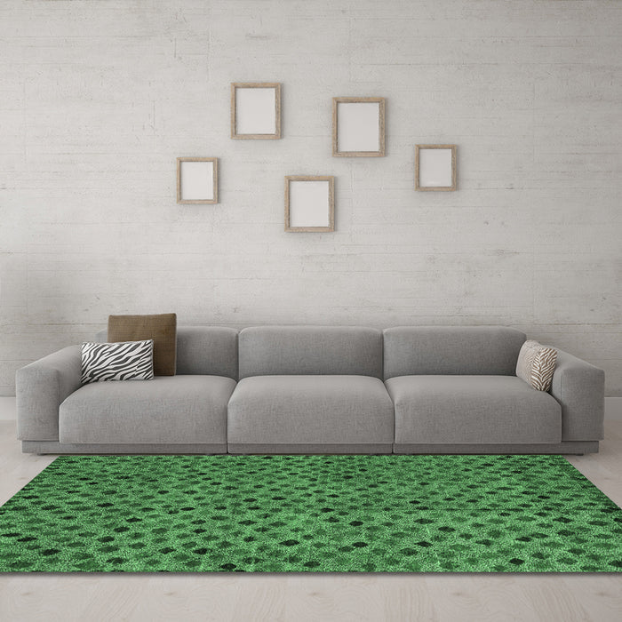 Machine Washable Abstract Emerald Green Modern Area Rugs in a Living Room,, wshabs4363emgrn