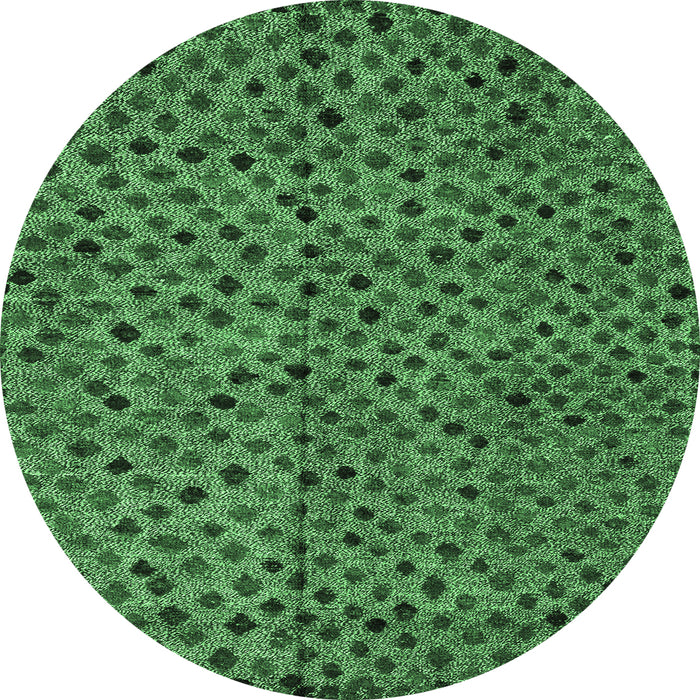 Round Abstract Emerald Green Modern Rug, abs4363emgrn