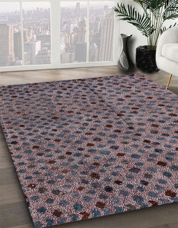 Abstract Burgundy Brown Modern Rug in Family Room, abs4363