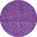 Round Machine Washable Abstract Purple Modern Area Rugs, wshabs4363pur