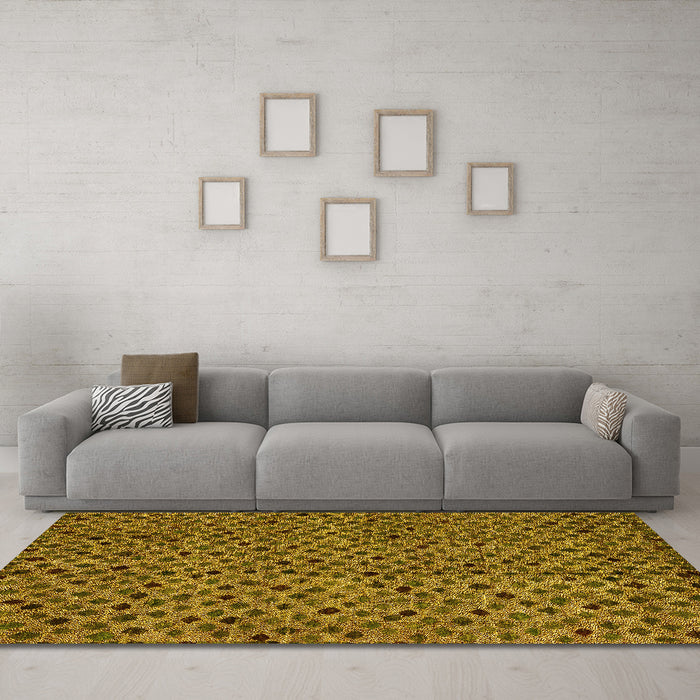 Machine Washable Abstract Yellow Modern Rug in a Living Room, wshabs4363yw