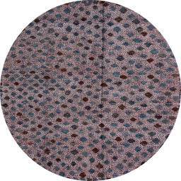Round Abstract Burgundy Brown Modern Rug, abs4363