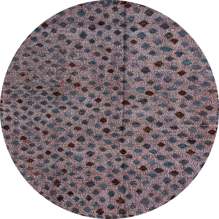 Round Abstract Burgundy Brown Modern Rug, abs4363