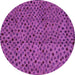 Round Machine Washable Abstract Pink Modern Rug, wshabs4363pnk