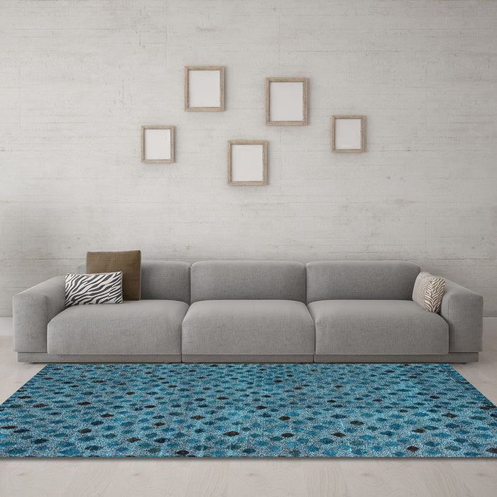 Machine Washable Abstract Light Blue Modern Rug in a Living Room, wshabs4363lblu