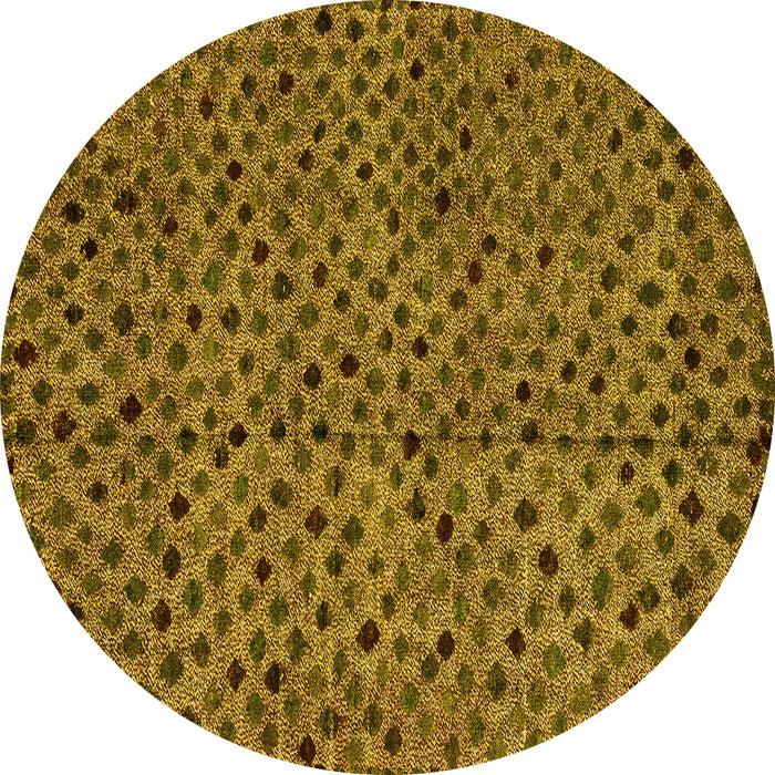 Round Abstract Yellow Modern Rug, abs4363yw