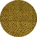 Round Abstract Yellow Modern Rug, abs4363yw