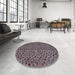 Round Machine Washable Abstract Burgundy Brown Rug in a Office, wshabs4363