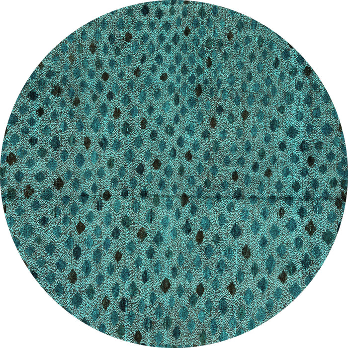 Round Abstract Turquoise Modern Rug, abs4363turq