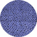 Round Abstract Blue Modern Rug, abs4363blu