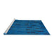 Sideview of Machine Washable Abstract Blue Rug, wshabs4364