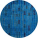 Round Abstract Blue Persian Rug, abs4364