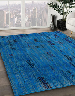 Abstract Blue Persian Rug in Family Room, abs4364