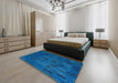 Abstract Blue Persian Rug in a Bedroom, abs4364