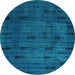 Round Persian Turquoise Bohemian Rug, abs4364turq